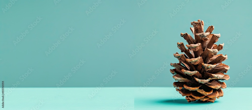 Aufkleber Front view of a pine cone isolated on studio pastel background. with copy space image. Place for adding text or design