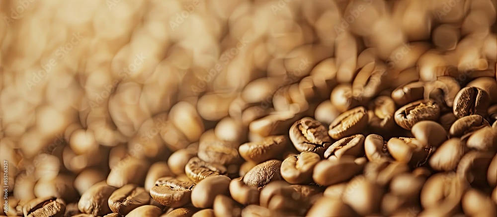 Poster Coffee seeds closeup for texture abstract pastel background. with copy space image. Place for adding text or design