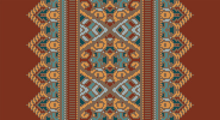 Geometric ethnic oriental pattern traditional Design for background,carpet,wallpaper,clothing,wrapping,Batik,fabric,Vector illustration.embroidery style.