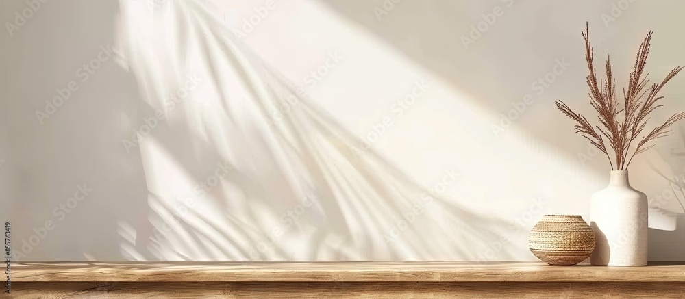 Poster modern furniture set, wooden table , wooden dawer box on white background . with copy space image. p