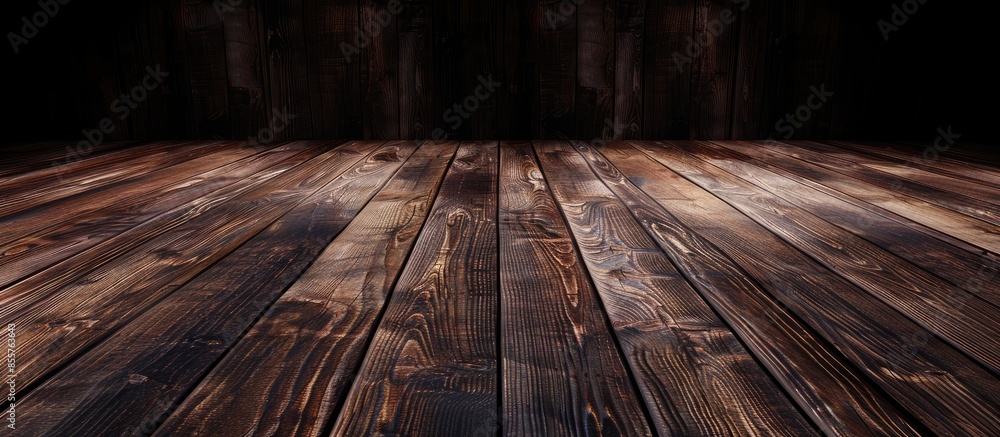 Poster brown wood grain table or parquet texture. wooden background. with copy space image. place for addin