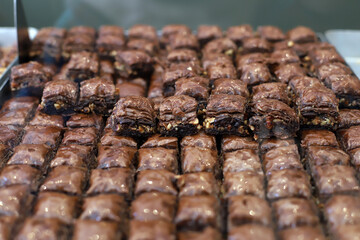 Arabic sweets made with puff pastry and chocolate