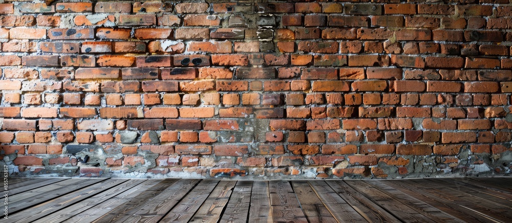 Aufkleber old brick wall, natural broken pattern. interior design ideas. with copy space image. place for addi