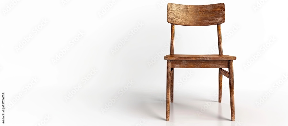 Poster wooden chair isolated on white. with copy space image. Place for adding text or design
