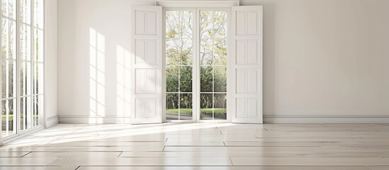 Fototapeta premium French doors in minimal modern home. with copy space image. Place for adding text or design