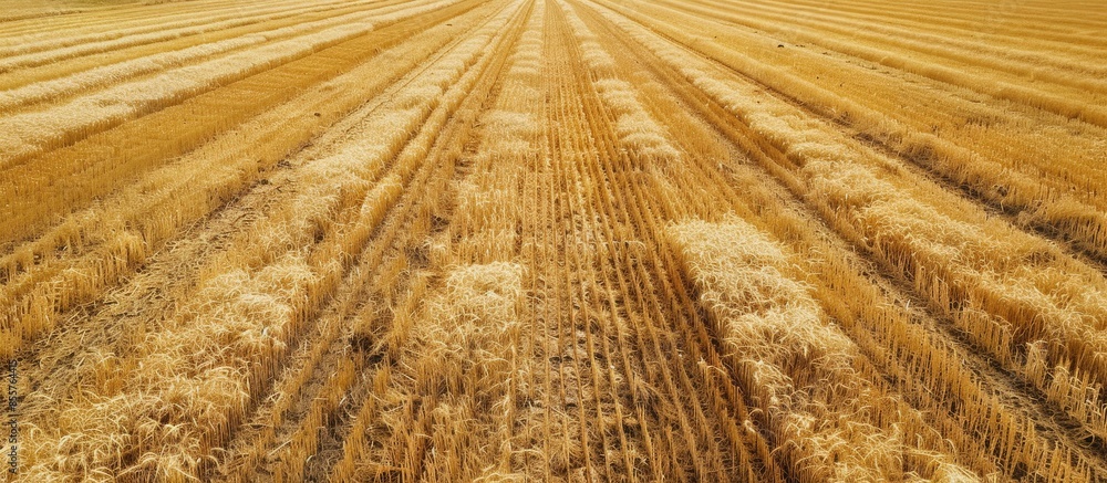 Poster aerial view of wheat fields harvest. with copy space image. place for adding text or design