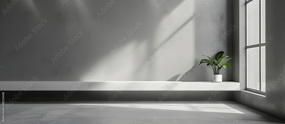 Poster desk space and window place for presentation product. with copy space image. place for adding text o
