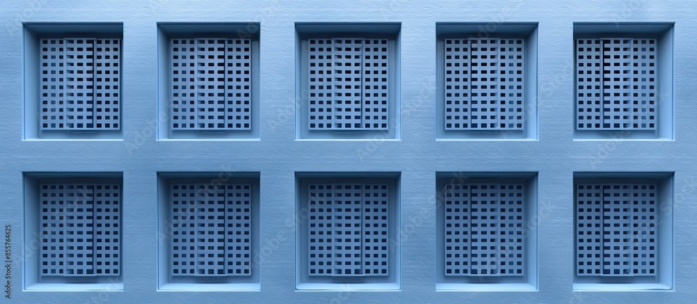 Poster Window ventilation pattern seamless blue repeat for any use. with copy space image. Place for adding text or design