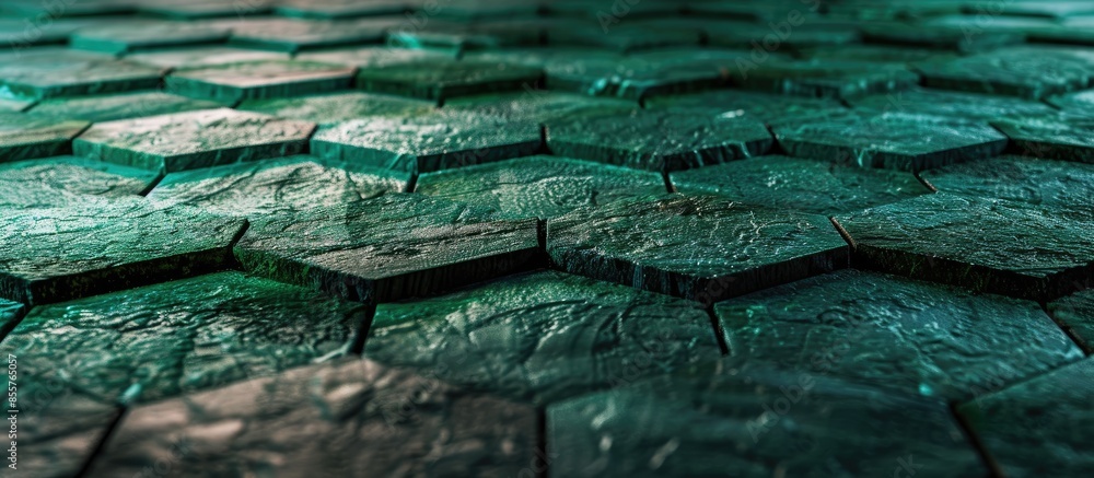 Aufkleber The green cement floor is an orderly hexagonal block. with copy space image. Place for adding text or design