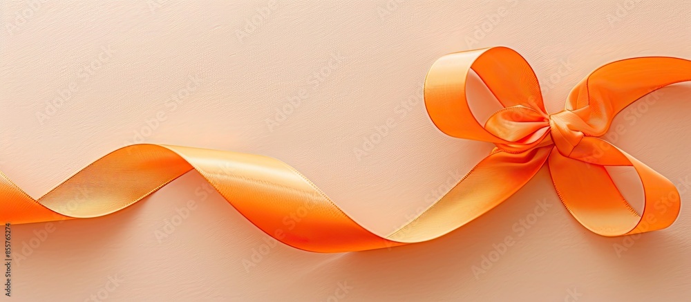 Poster Orange ribbon on a pastel background close up  Abstract. with copy space image. Place for adding text or design