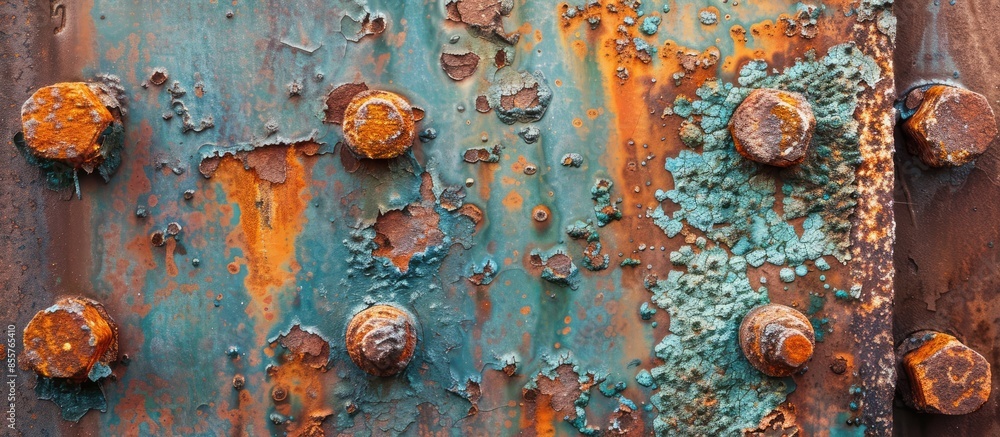 Poster the rust formed on the steel plate. pastel background. with copy space image. place for adding text 