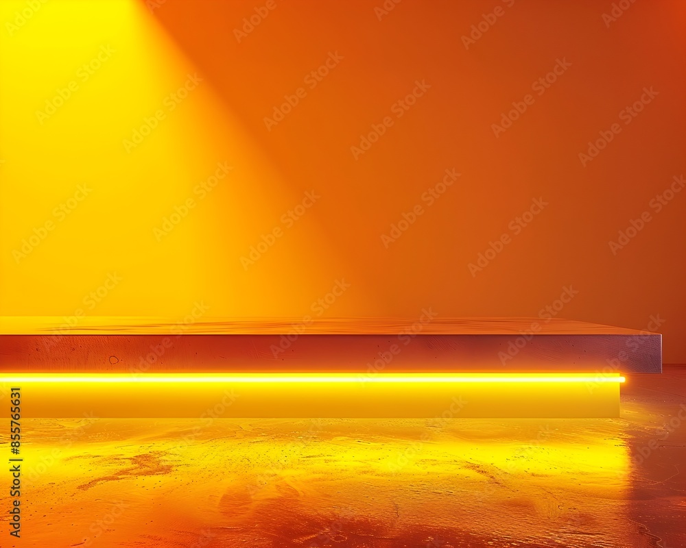 Poster glowing neon yellow and orange gradient background with empty space for product display