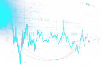 An abstract financial chart overlay with rising and falling lines on a blurred white background, illustrating a financial concept