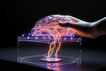 Obraz premium Generative ai on theme of beautiful surface robot hand for design natural abstract background