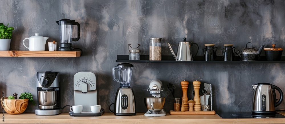 Poster banner with kitchen appliances. with copy space image. place for adding text or design