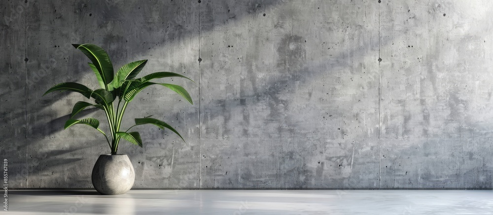 Leinwandbilder modern interior with plant in the pot. concrete walls and floor in photo studio. with copy space ima
