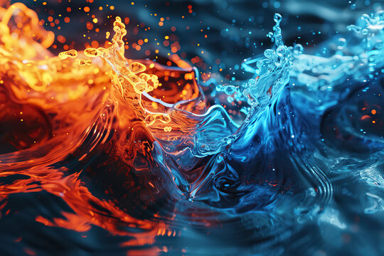 Generative ai on theme of beautiful texture water and fire for design natural abstract background