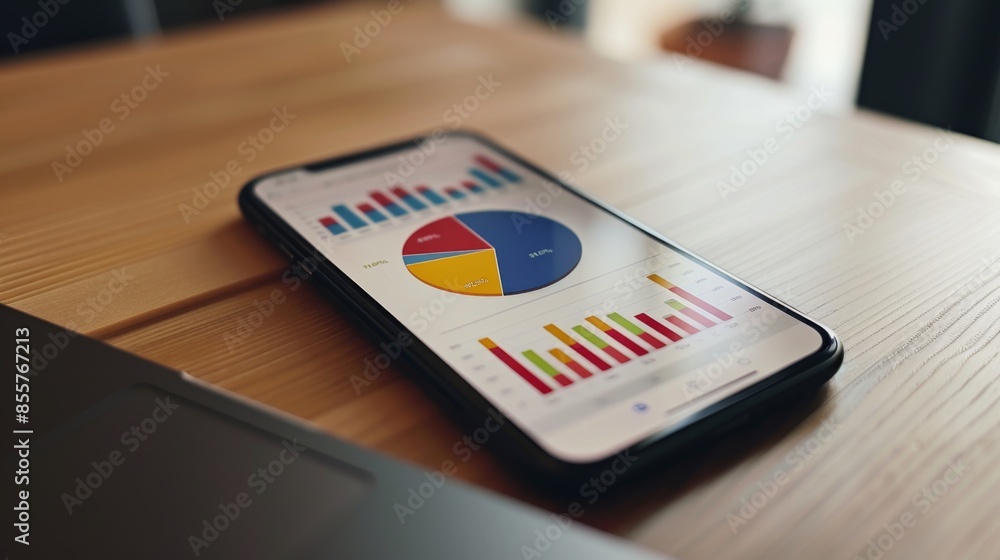 Aufkleber a mobile phone screen displaying a donut chart comparing investment portfolios that include gold ass