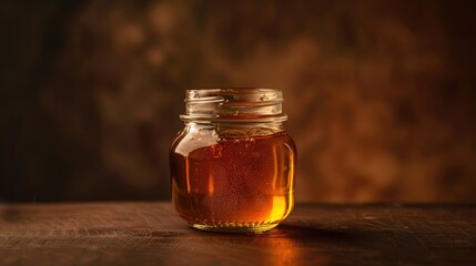 Candied Honey Jar A studio photograph of a jar filled with honey on a table