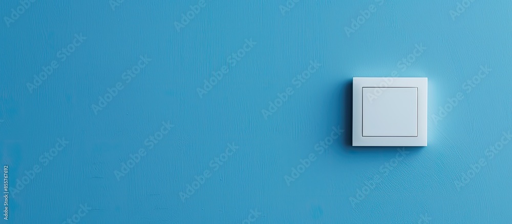 Aufkleber modern light switch on a blue wall. with copy space image. place for adding text or design
