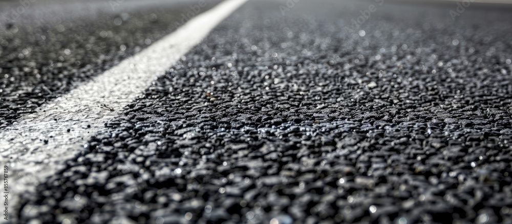 Leinwandbilder new asphalt texture with white dashed line. copy space image. place for adding text or design