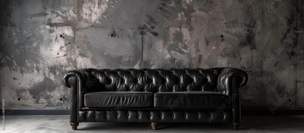 Poster leather couch in furnished room. with copy space image. place for adding text or design