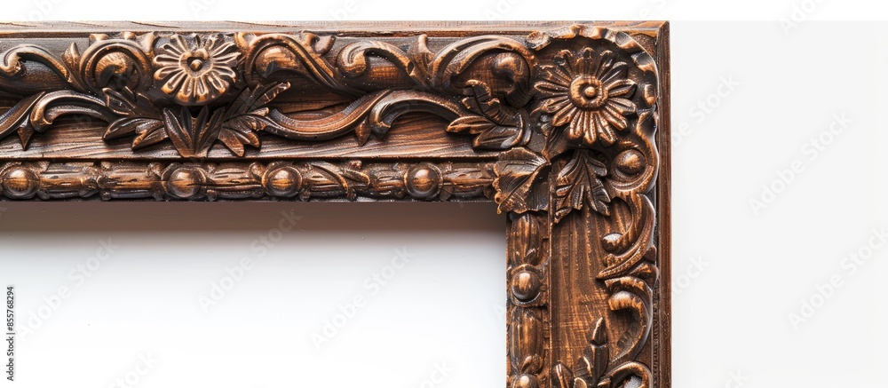 Poster close up of  a vintage wood frame on white background. with copy space image. Place for adding text or design