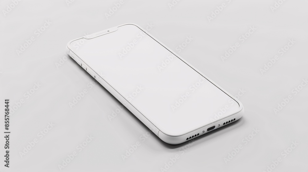 Poster a white smartphone with a blank screen is isolated on a white background, ready for custom content o