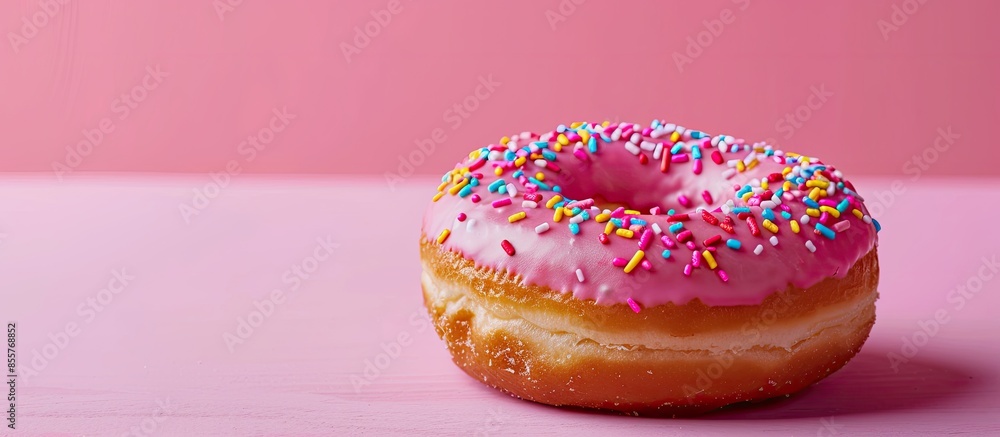 Poster donut on pastel background food isolated chocolate. with copy space image. place for adding text or 