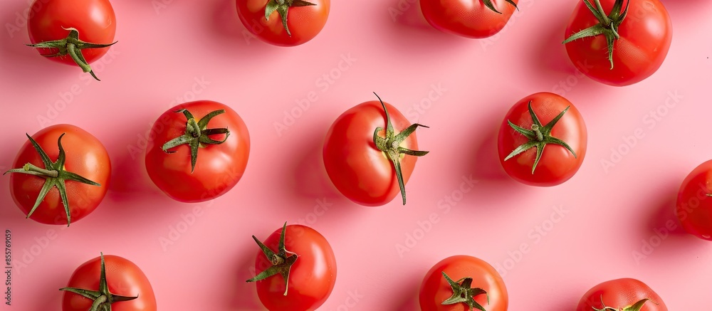 Aufkleber Red tomatoes  can be used as background pastel background. with copy space image. Place for adding text or design