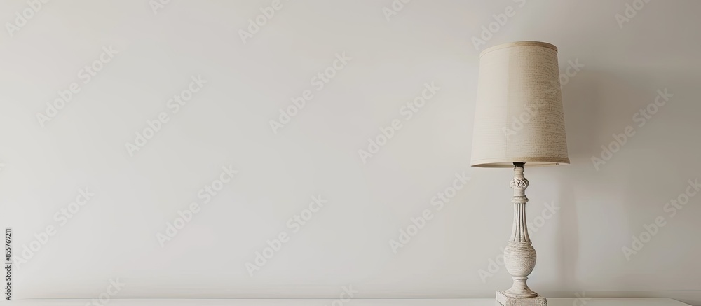 Aufkleber cream colored table lamp and shade with stand on white back ground. with copy space image. Place for adding text or design