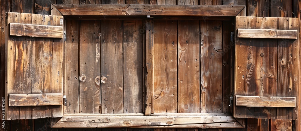 Fototapete wooden window frame. with copy space image. place for adding text or design