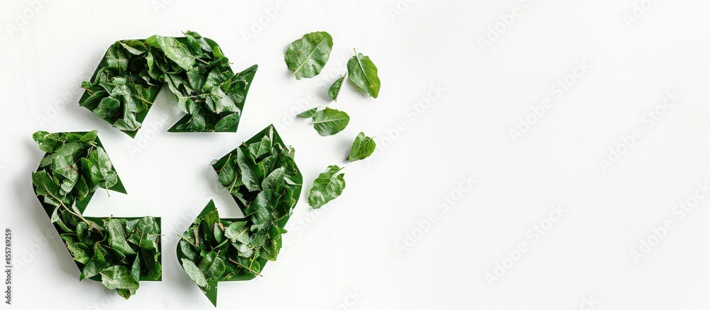 Poster Recycle symbol on white background. with copy space image. Place for adding text or design