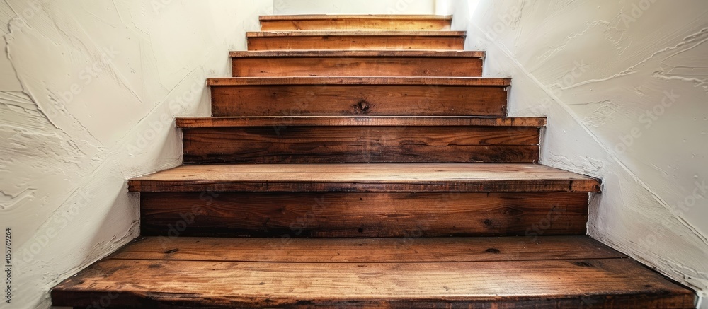 Poster closed up of wooden stairs in home. with copy space image. Place for adding text or design