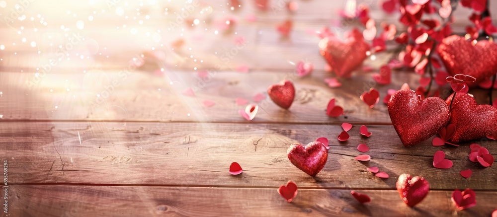 Poster valentines day heart shaped decoration background. with copy space image. place for adding text or d