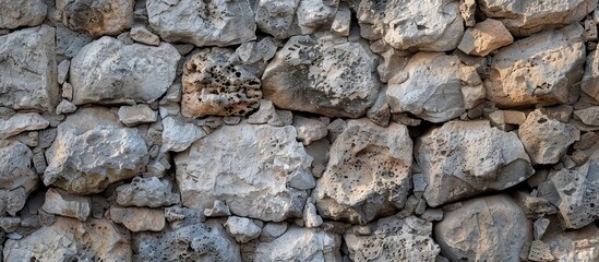 Fototapeta premium Texture of stone wall background. with copy space image. Place for adding text or design