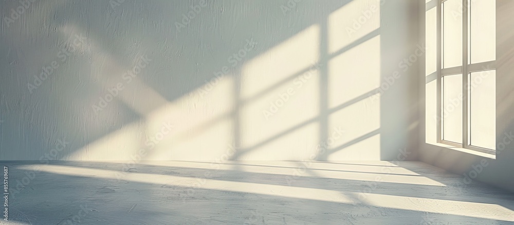 Aufkleber Empty Room With Shadow On White Wall . with copy space image. Place for adding text or design