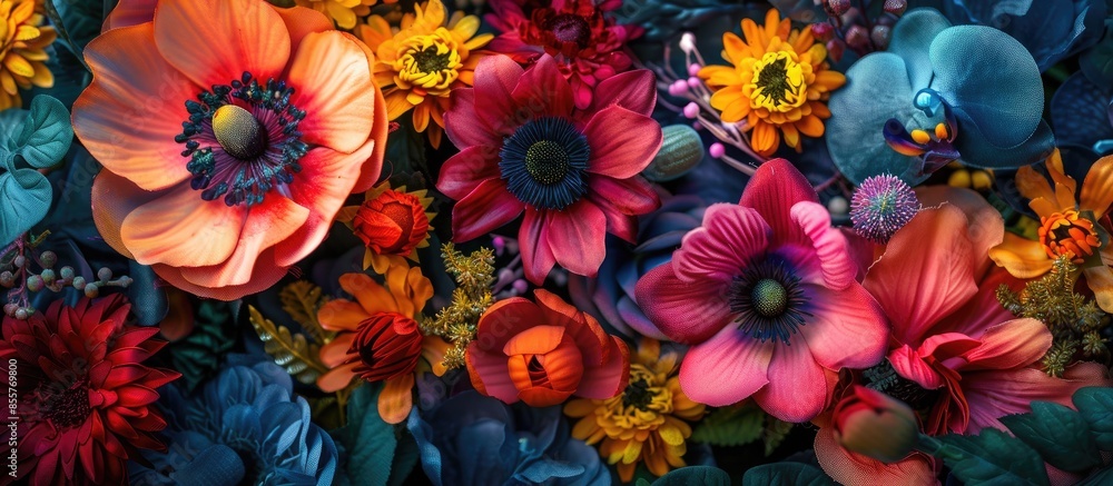 Aufkleber Decoration artificial flower. with copy space image. Place for adding text or design