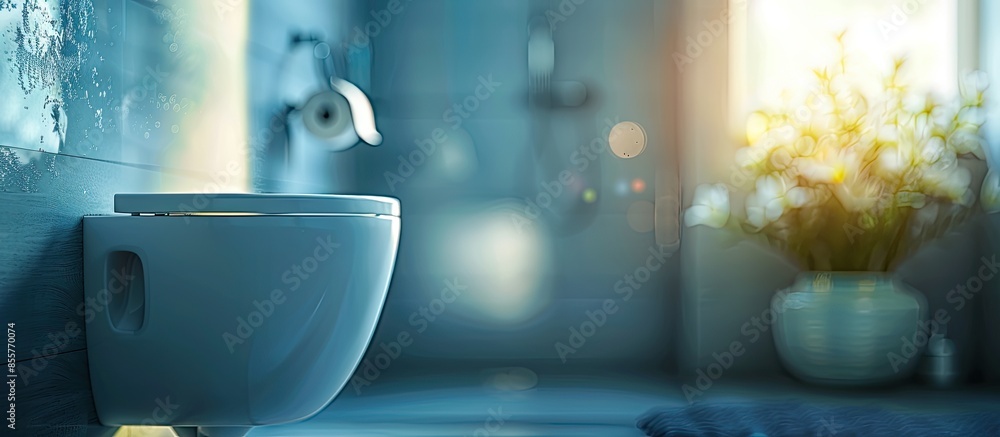 Poster BLURRED BACKGROUND TOILET. with copy space image. Place for adding text or design