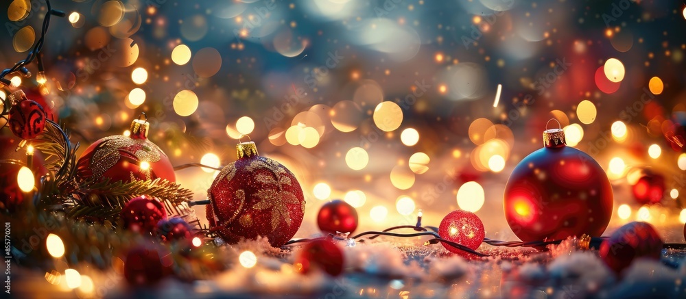 Poster Christmas decorations and lights. with copy space image. Place for adding text or design
