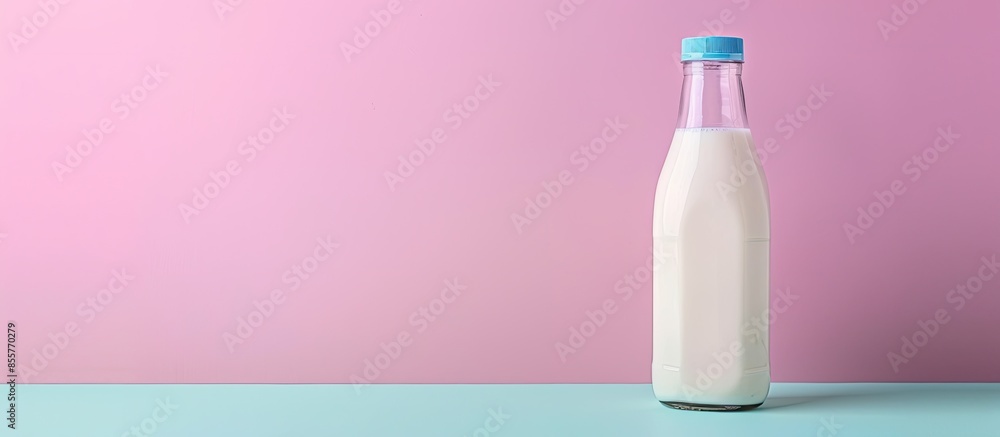 Aufkleber plastic milk bottle on pastel background. protein package. with copy space image. place for adding t