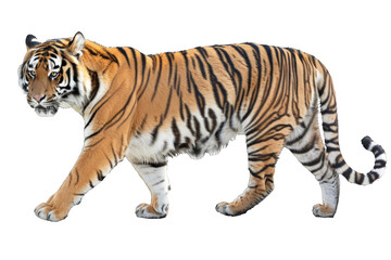 Obraz premium Striped Tiger Walking isolated on transparent background png