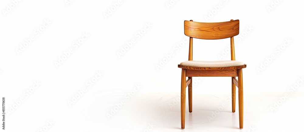 Poster the wood chair with seat fabric isolated on the white background. with copy space image. place for a