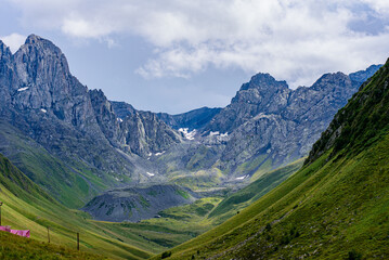 Beautiful mountain landscapes in kazbegi Georgia.