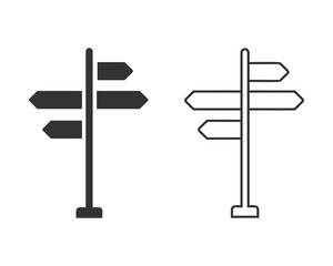 Signpost, pointer line icon, road sign, directional guidepost icon. Stock Vector illustration isolated