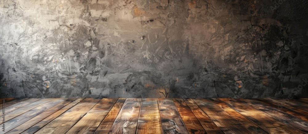 Aufkleber Floors and walls with wood frame for filling the text or image. with copy space image. Place for adding text or design