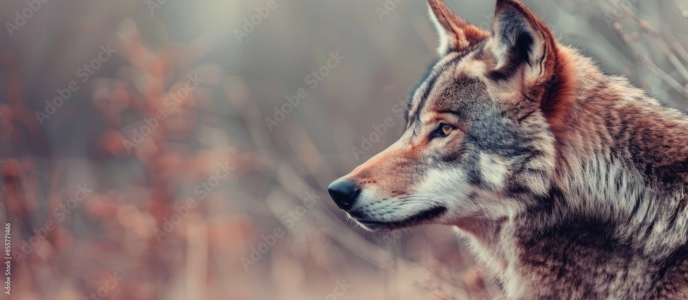 Poster wolf Isolated on pastel background Wolf   Isolated  Nature. with copy space image. Place for adding text or design