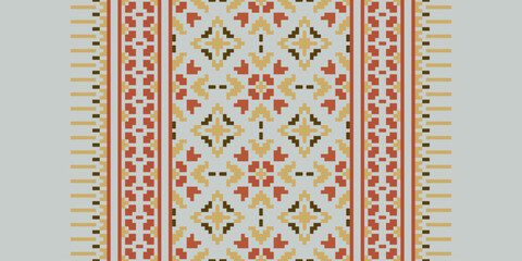 Ethnic Style Vector Seamless Pattern. Pixel Unique Geometric Vector Swatch. Ikat Perfect for Screen Background.