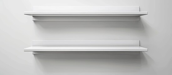 realistic white wooden wall shelves isolated. with copy space image. Place for adding text or design