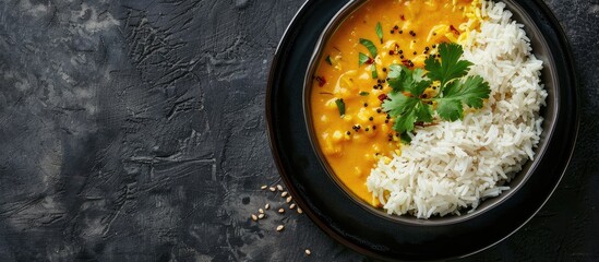 Cheese Rice & Dal. with copy space image. Place for adding text or design